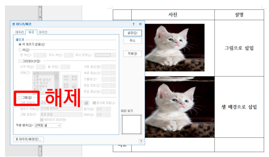 아래아한글 표에 그림 깔끔하게 넣는 쉬운 방법_10